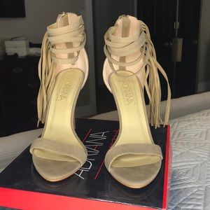 Tan fringe high heel